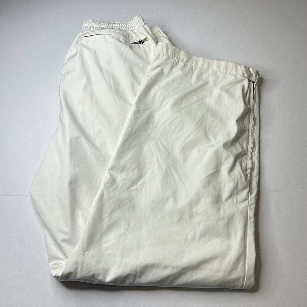 VTG Polo Ralph Lauren Windbreaker Pants Solid White Mesh Lined Track Men's M